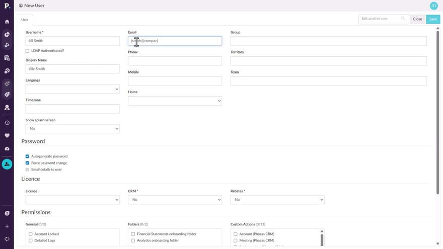 Add a new user to Phocas