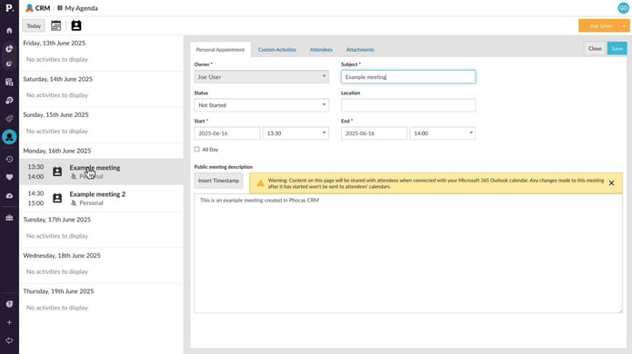 Microsoft 365 Outlook calendar integration